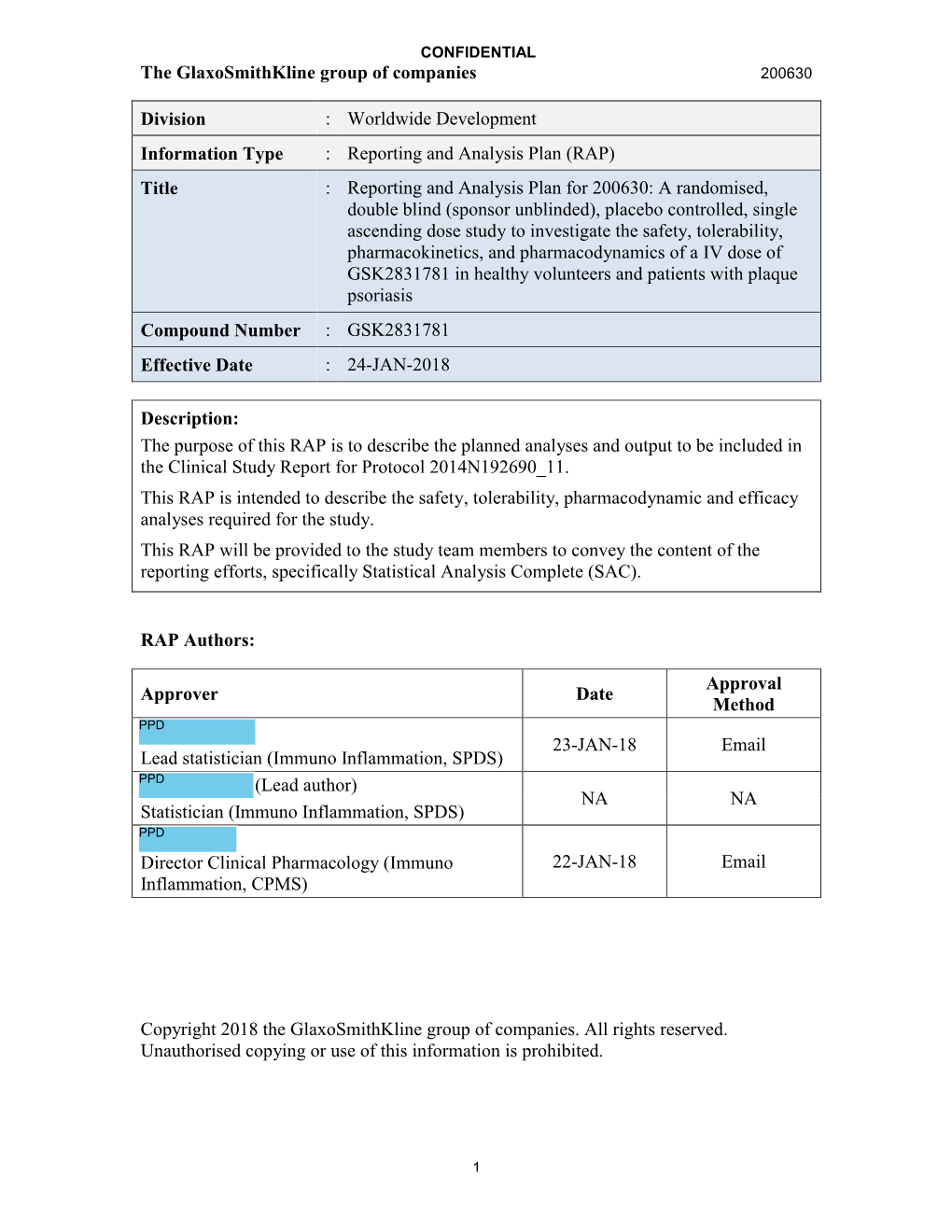 Reporting and Analysis Plan (RAP)