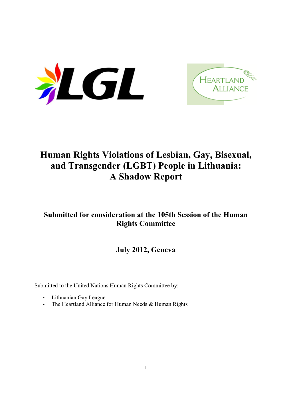 LGBT Lithuania Shadow Report ICCPR