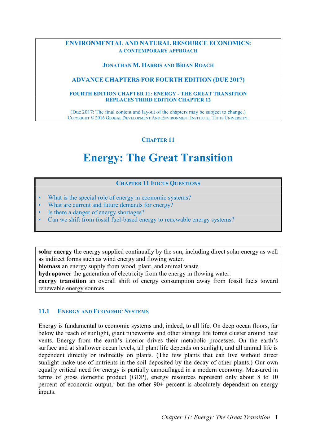 Energy: the Great Transition