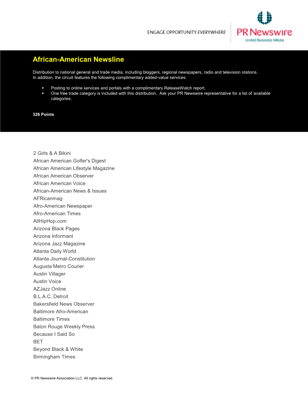 African American Newsline Distribution Points