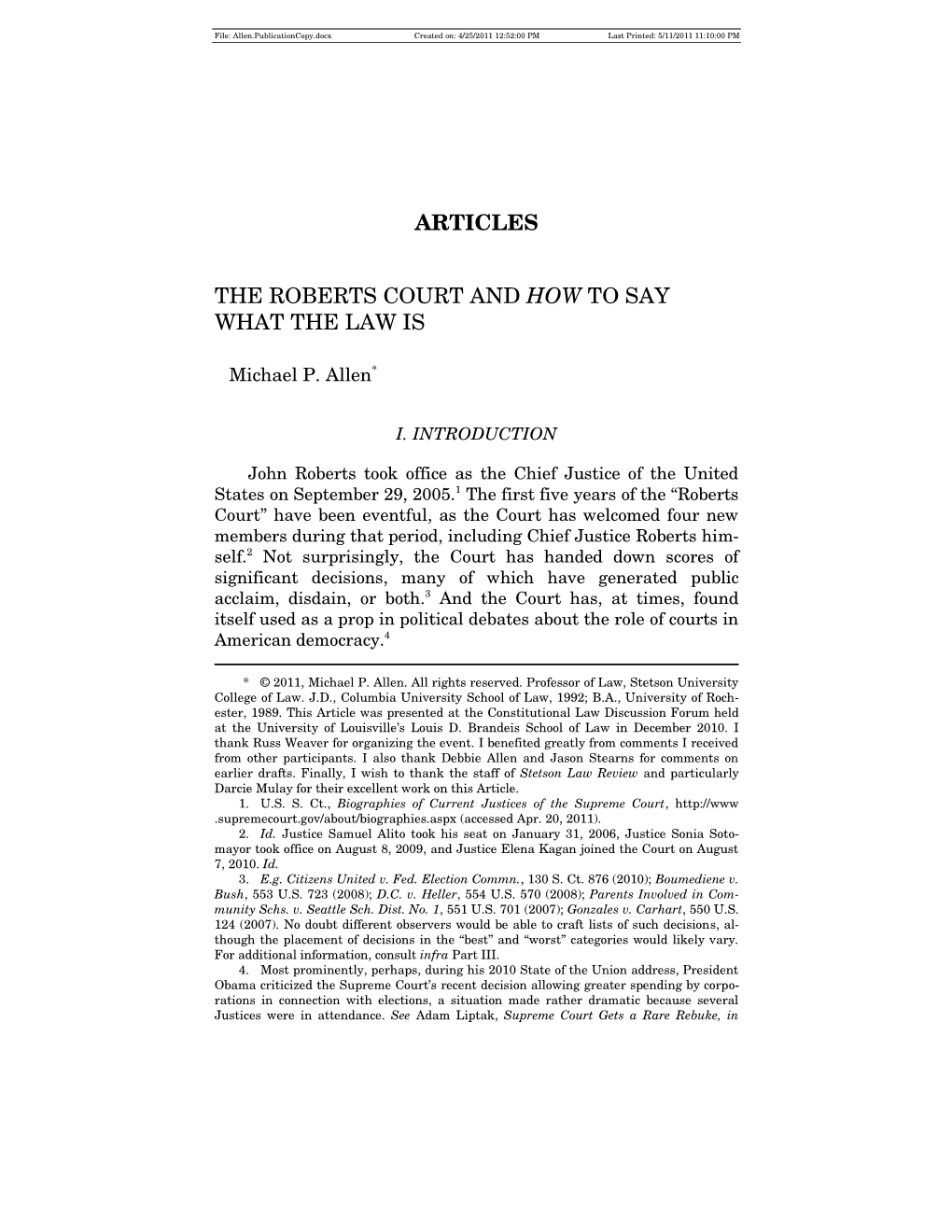 Articles the Roberts Court and How to Say What the Law Is