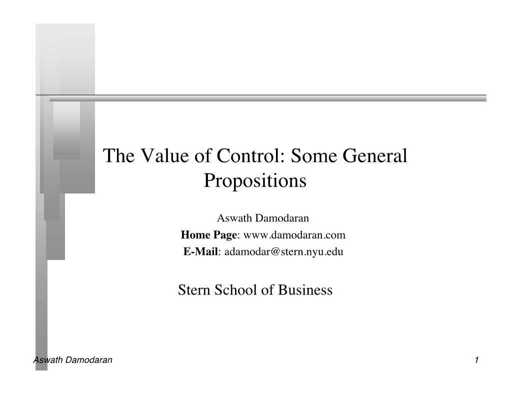 The Value of Control: Some General Propositions