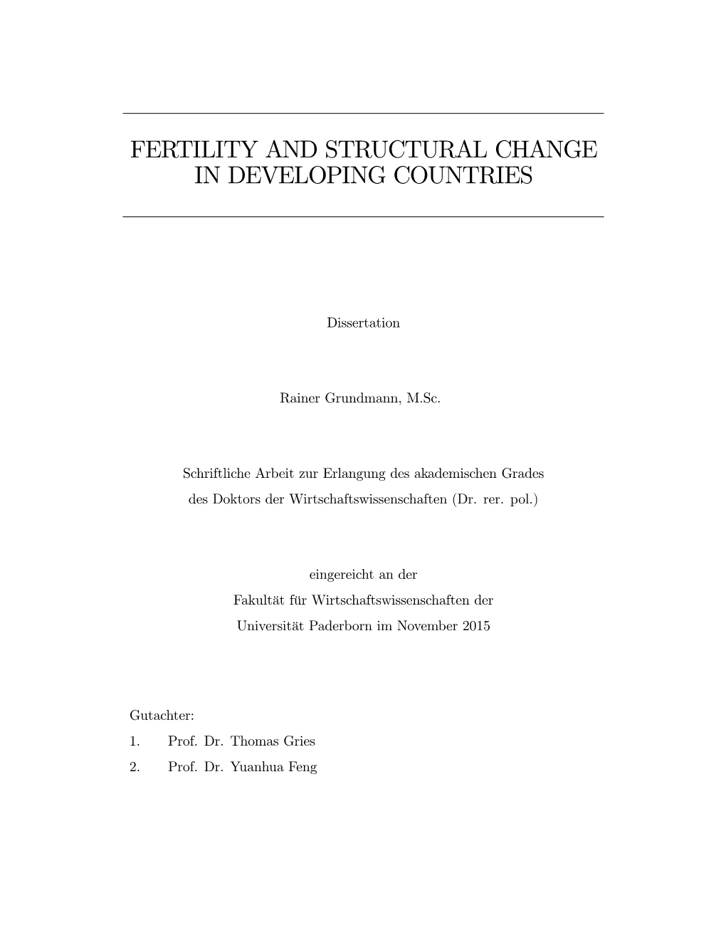 Fertility and Structural Change in Developing Countries