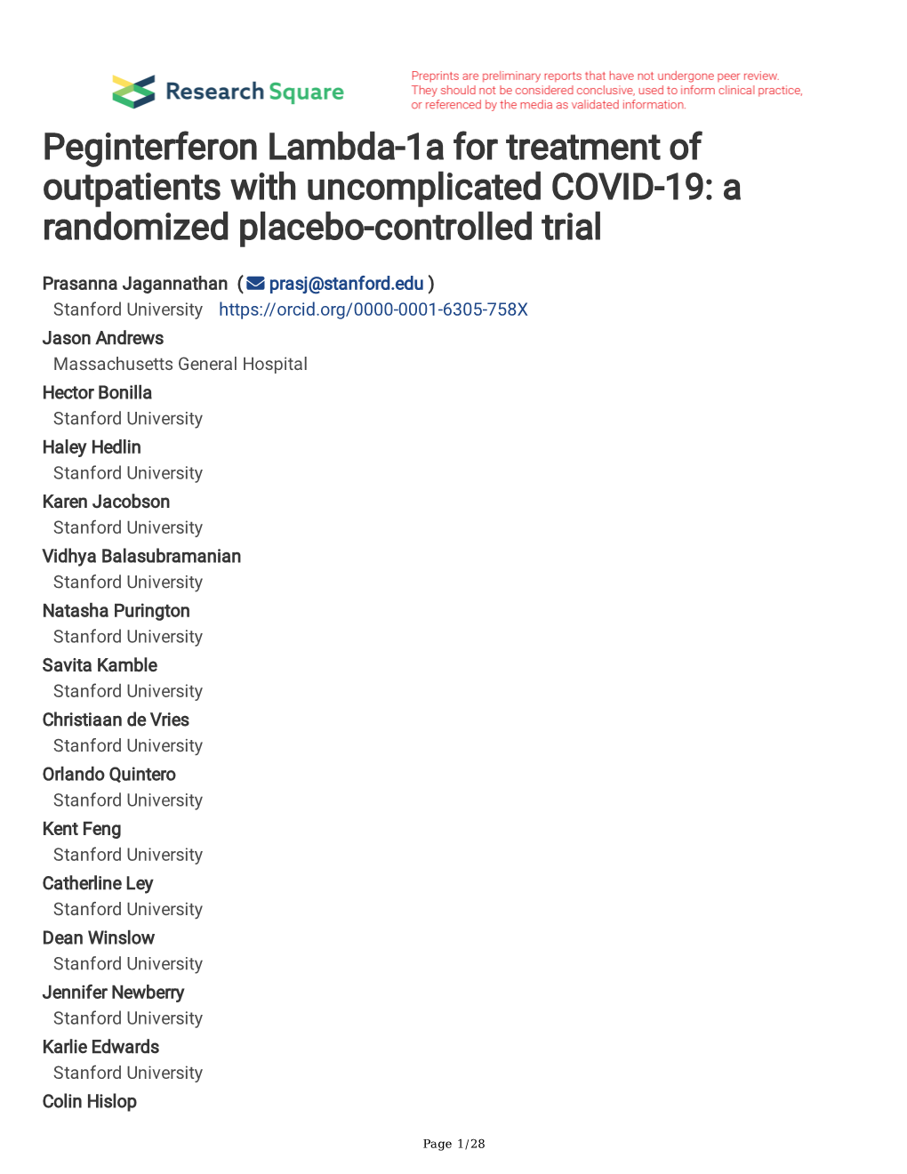 Peginterferon Lambda-1A for Treatment of Outpatients with Uncomplicated COVID-19: a Randomized Placebo-Controlled Trial