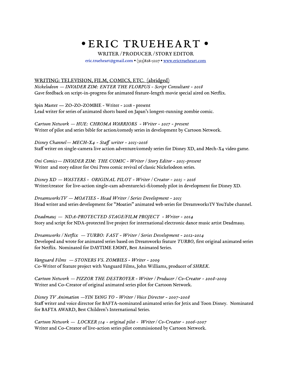 Trueheart Resume 2019-09 V2