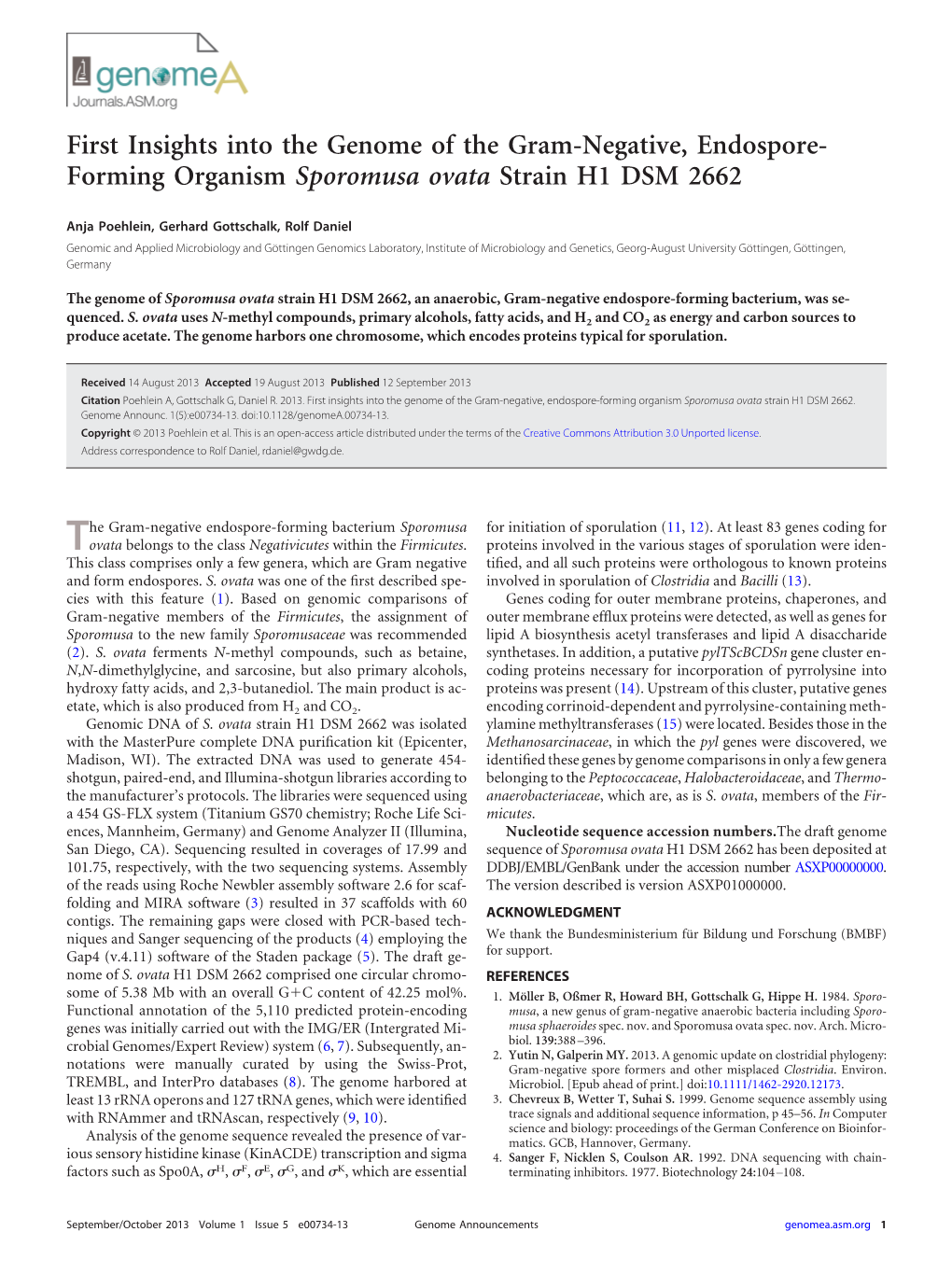 Forming Organism Sporomusa Ovata Strain H1 DSM 2662