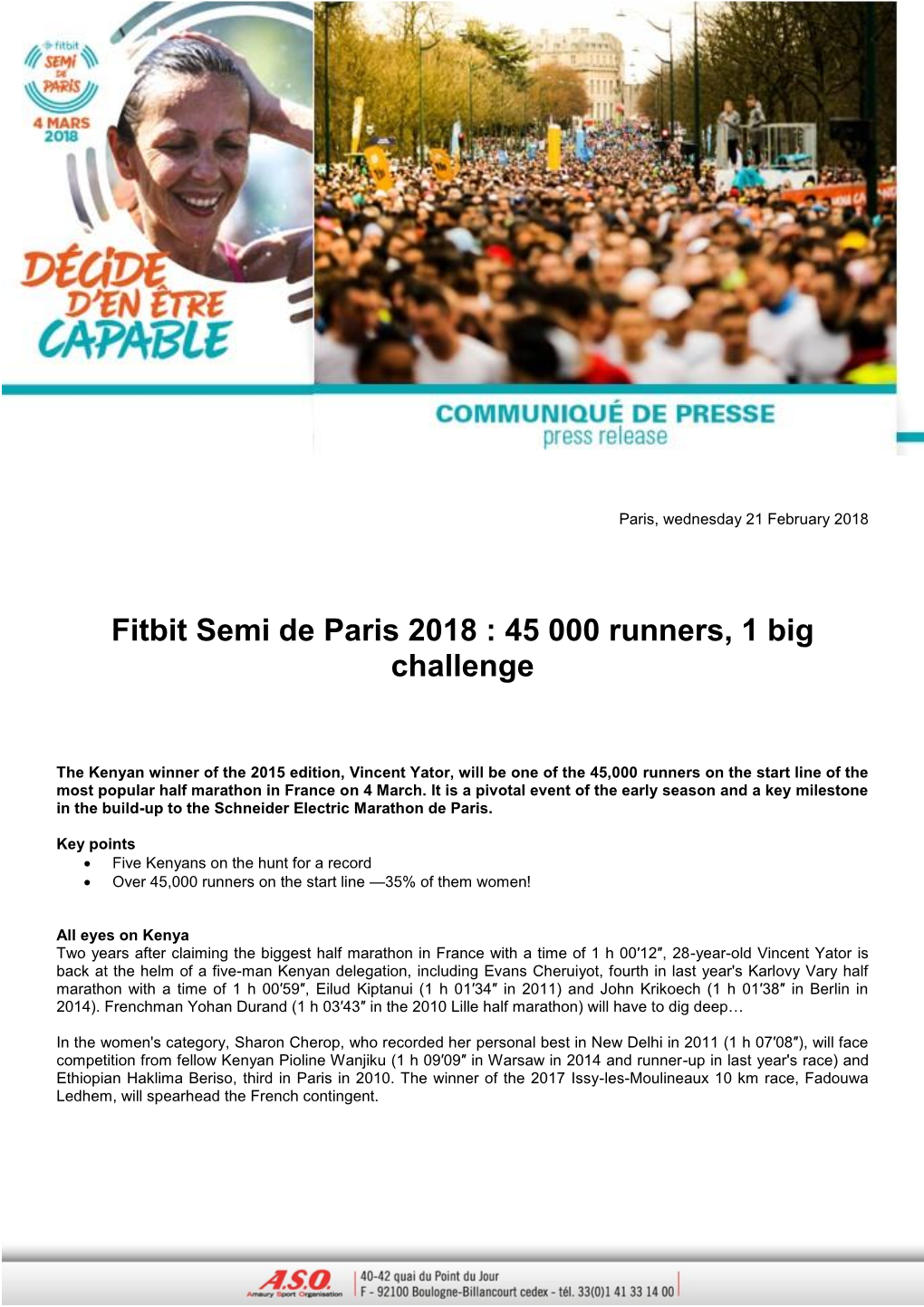 Fitbit Semi De Paris 2018 : 45 000 Runners, 1 Big Challenge