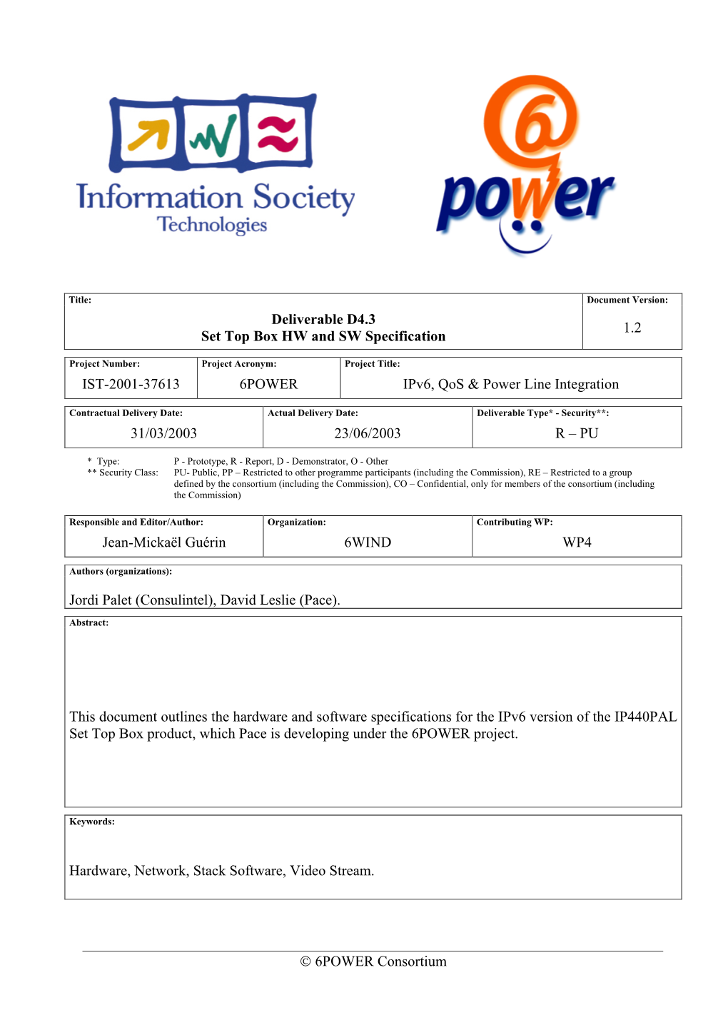 Set Top Box HW and SW Specification