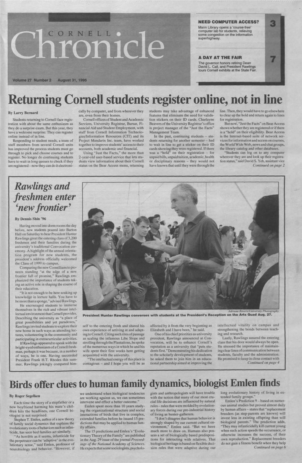 Returning Cornell Students Register Online, Not in Line