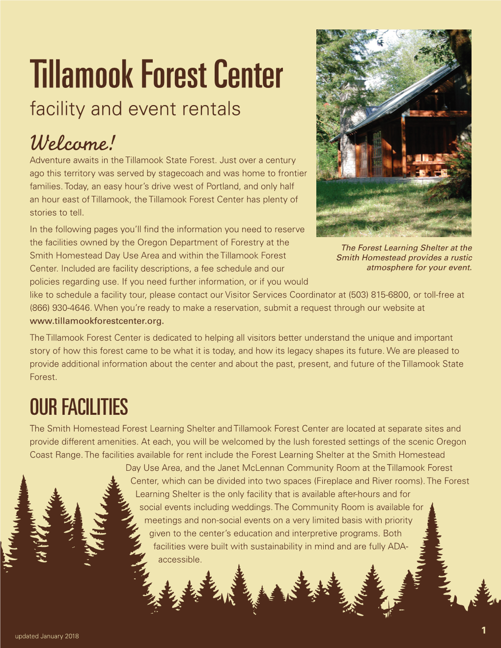 Tillamook Forest Center Facility and Event Rentals Welcome! Adventure Awaits in the Tillamook State Forest