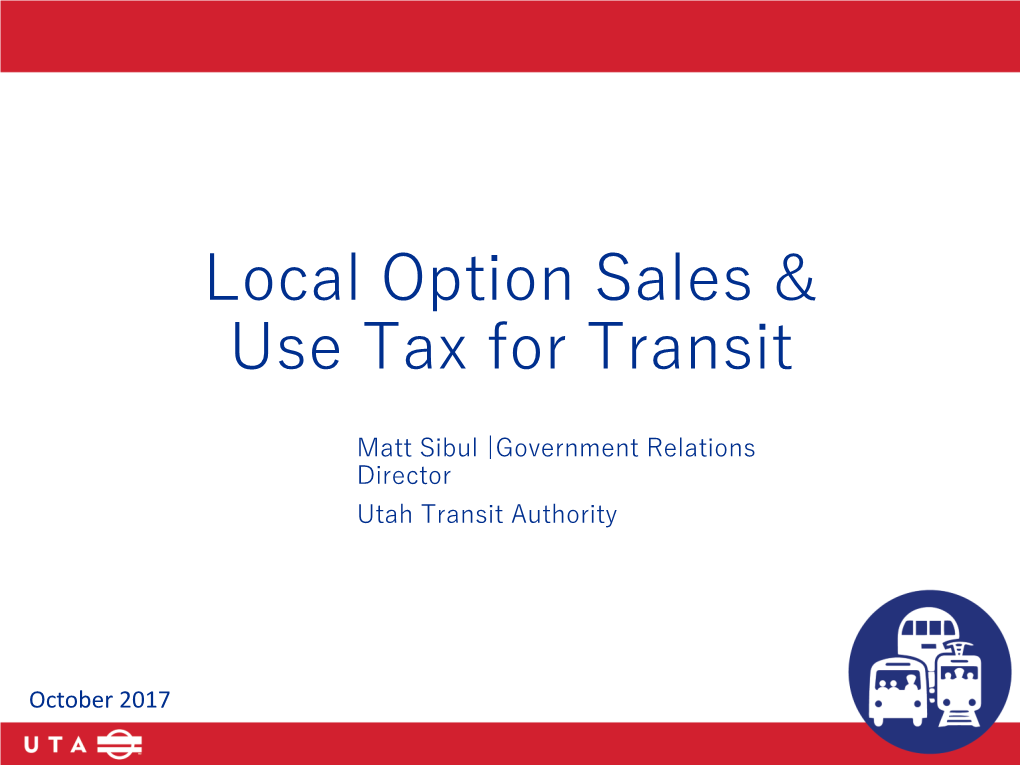 Local Option Sales & Use Tax for Transit