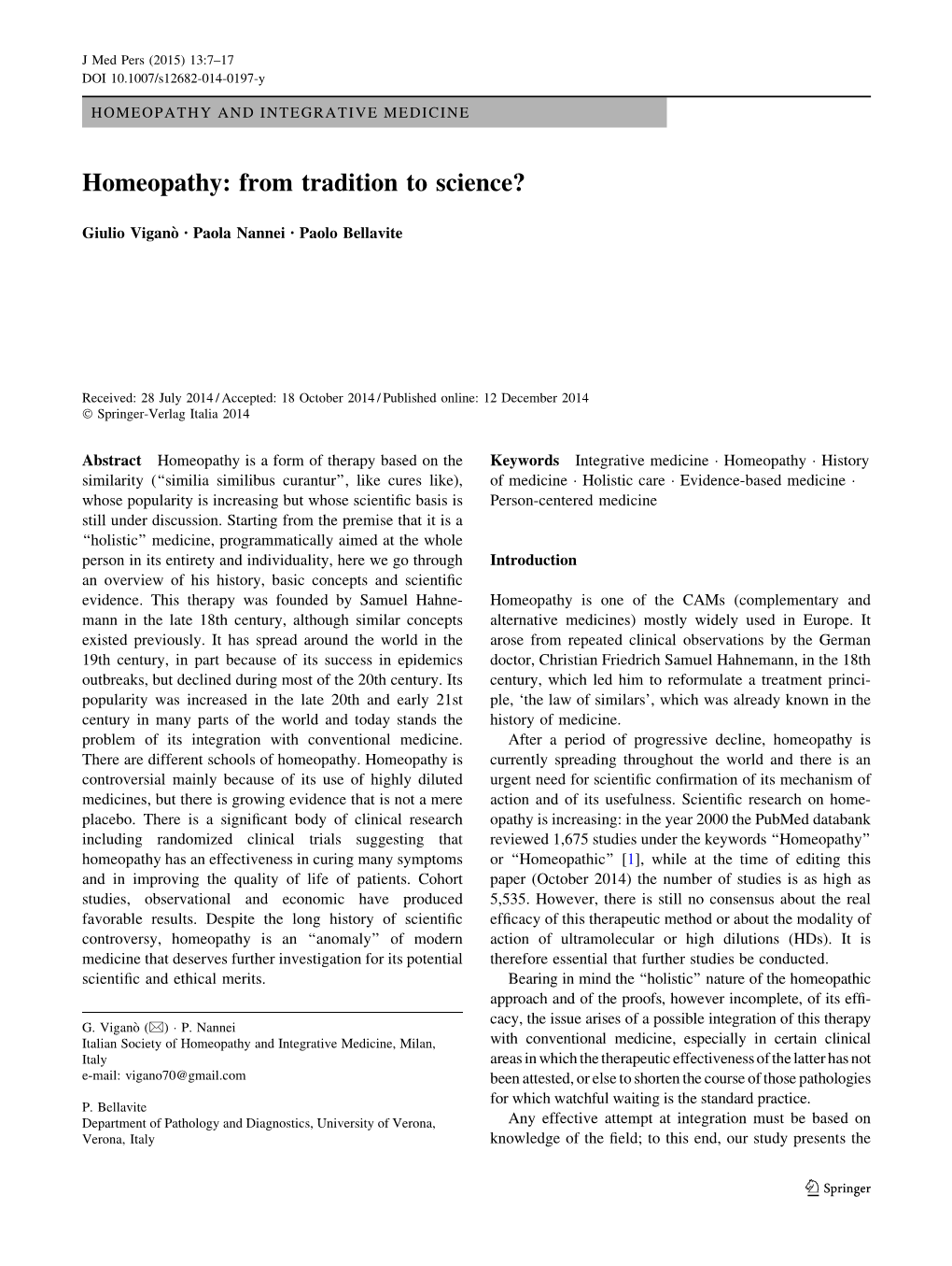 Homeopathy and Integrative Medicine