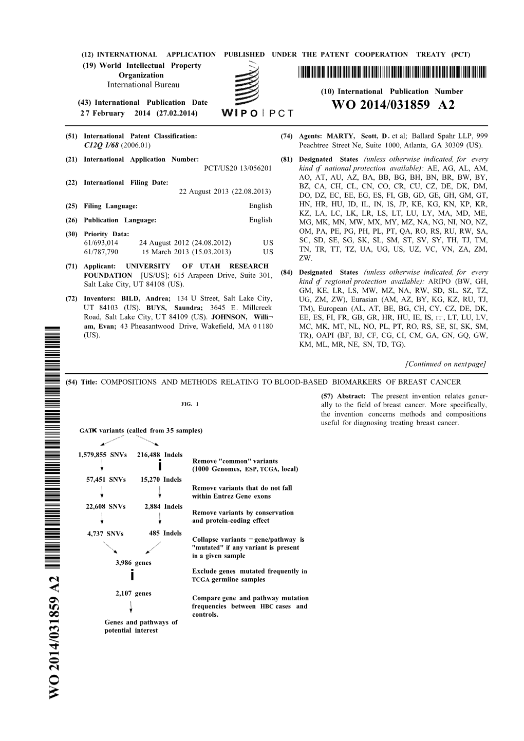 WO 2014/031859 A2 2 7 February 2014 (27.02.2014) P O P C T