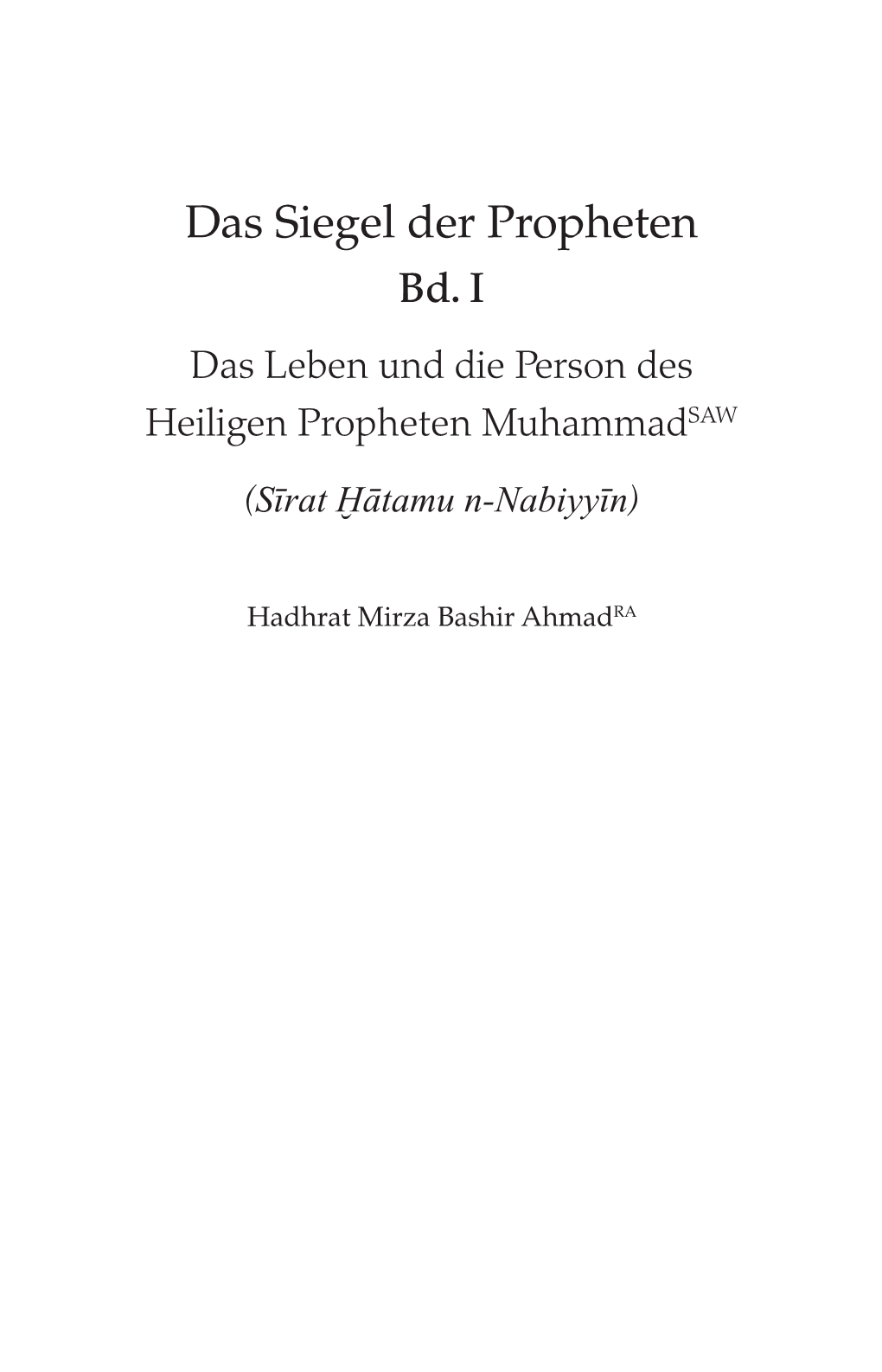 Das Siegel Der Propheten Bd