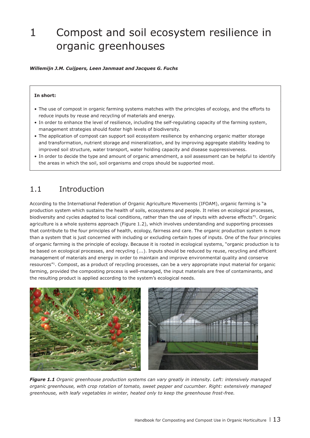 1 Compost and Soil Ecosystem Resilience in Organic Greenhouses