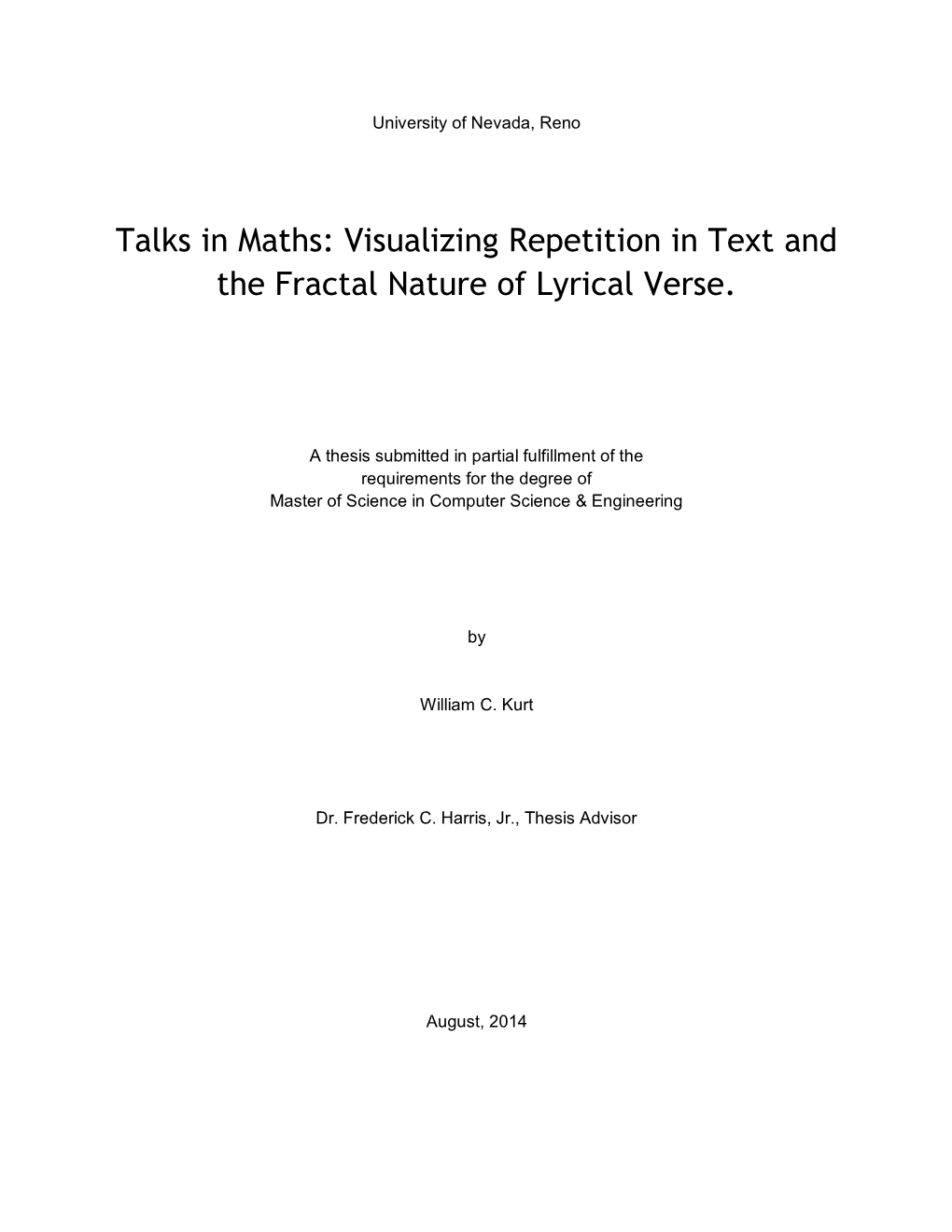 Thesis Submitted in Partial Fulfillment of the Requirements for the Degree of Master of Science in Computer Science & Engineering