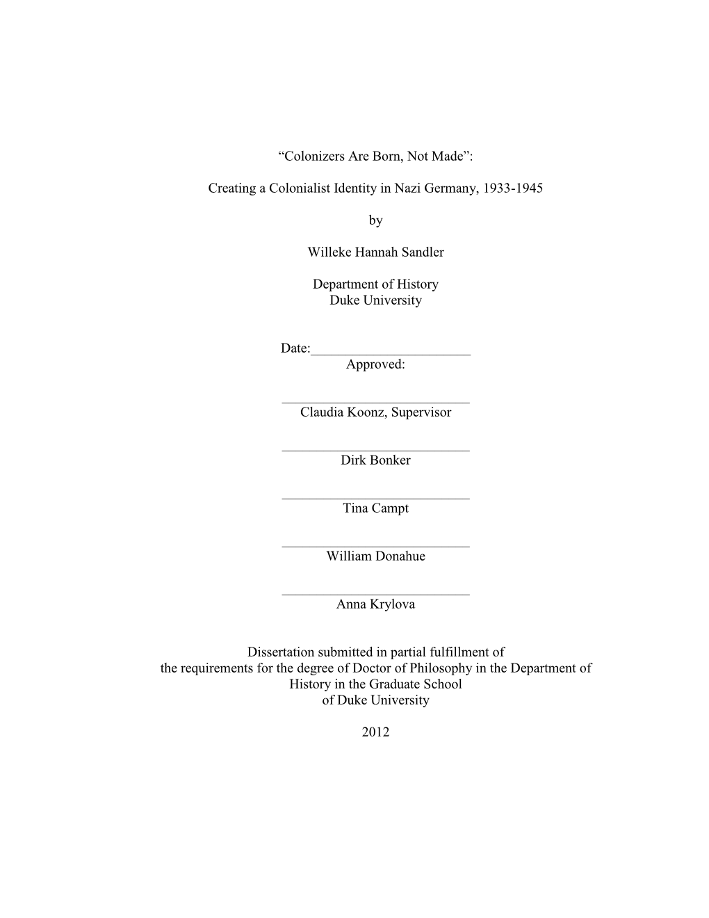 Duke University Dissertation Template