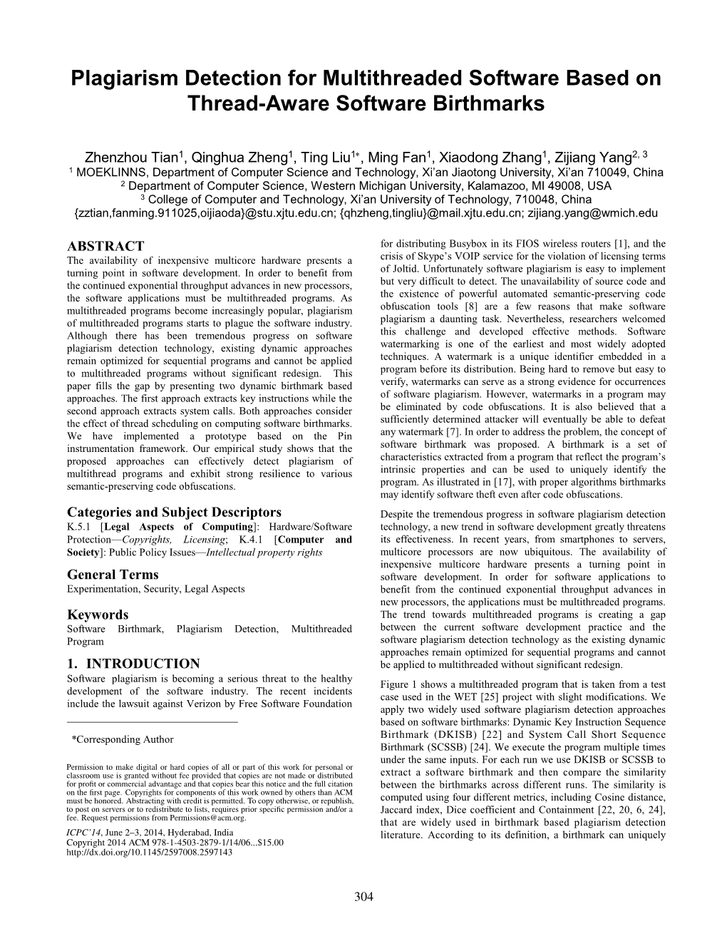 Plagiarism Detection for Multithreaded Software Based on Thread-Aware Software Birthmarks