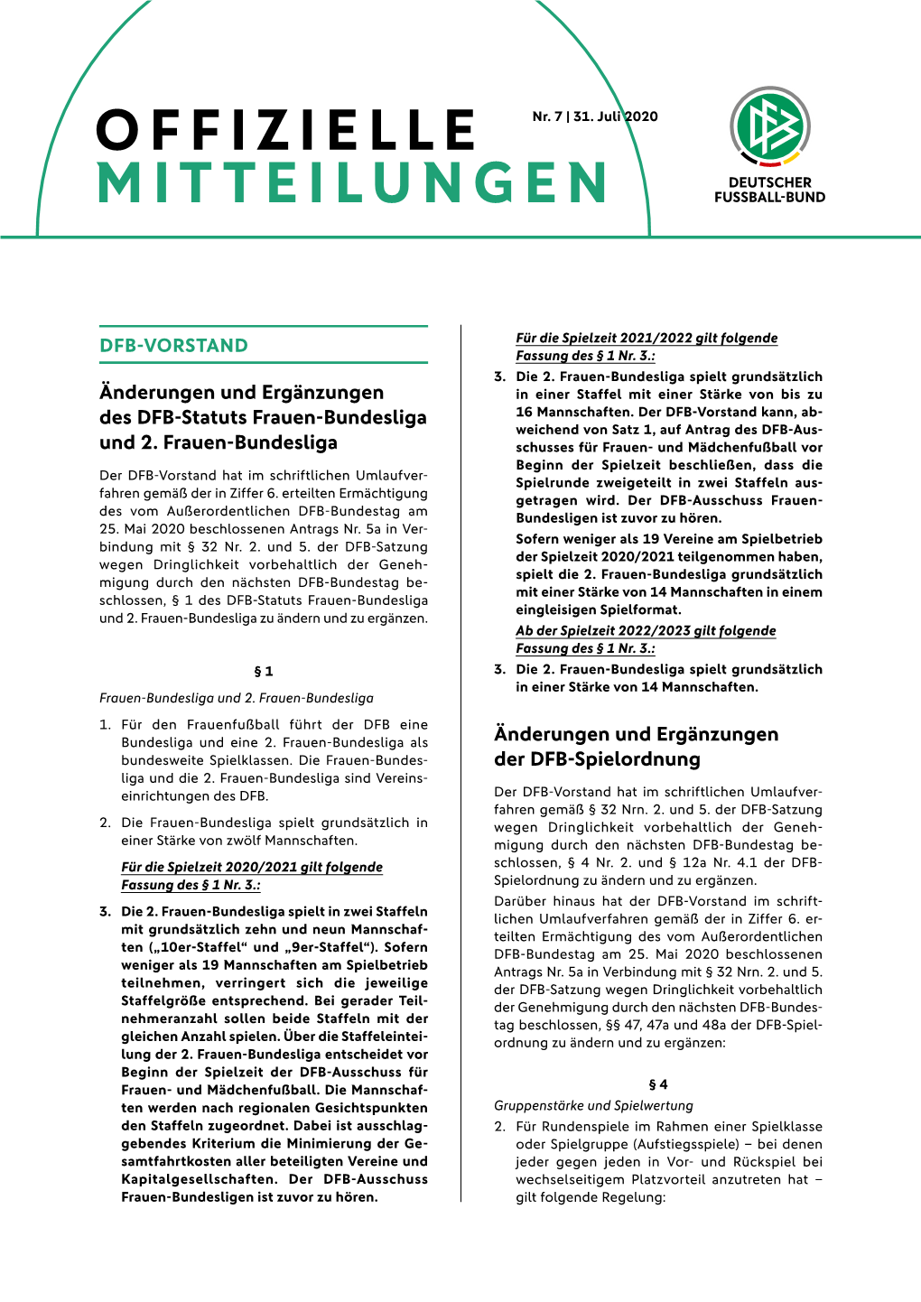 Offizielle Mitteilungen Nr. 7