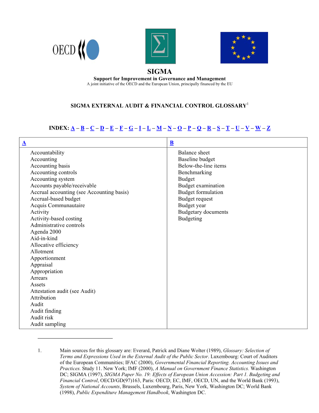 Sigma External Audit & Financial Control Glossary1 Index