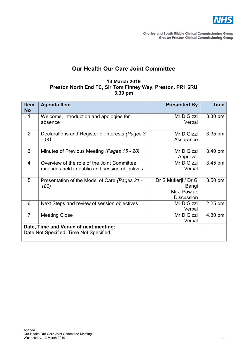 (Public Pack)Agenda Document for Our Health Our Care Joint