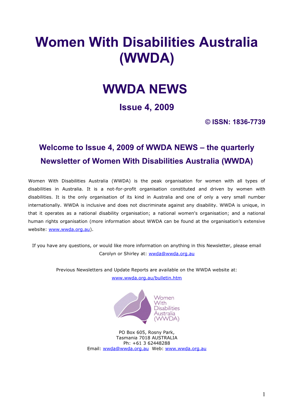 Women with Disabilities Australia (WWDA) s1