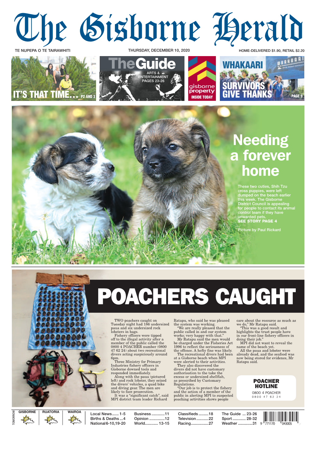 Thursday, December 10, 2020 Home-Delivered $1.90, Retail $2.20 Whakaari Arts & Entertainment Pages 23-26 Survivors