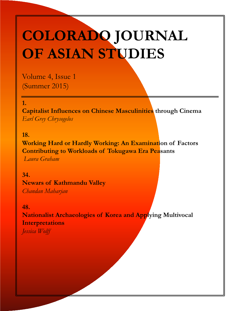 Colorado Journal of Asian Studies