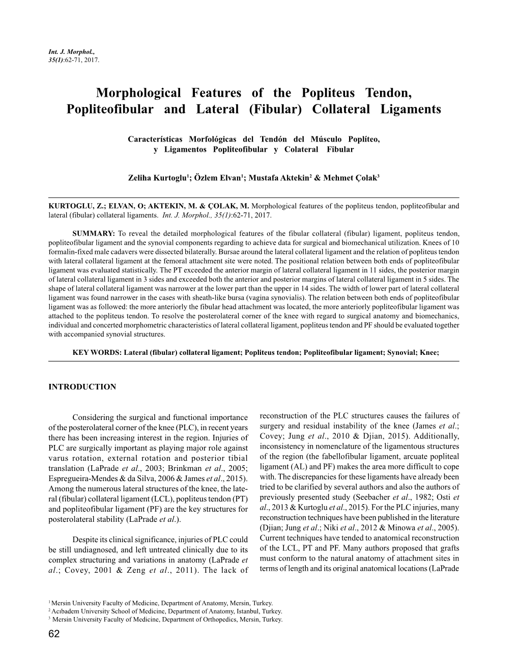 Morphological Features of the Popliteus Tendon, Popliteofibular and Lateral (Fibular) Collateral Ligaments