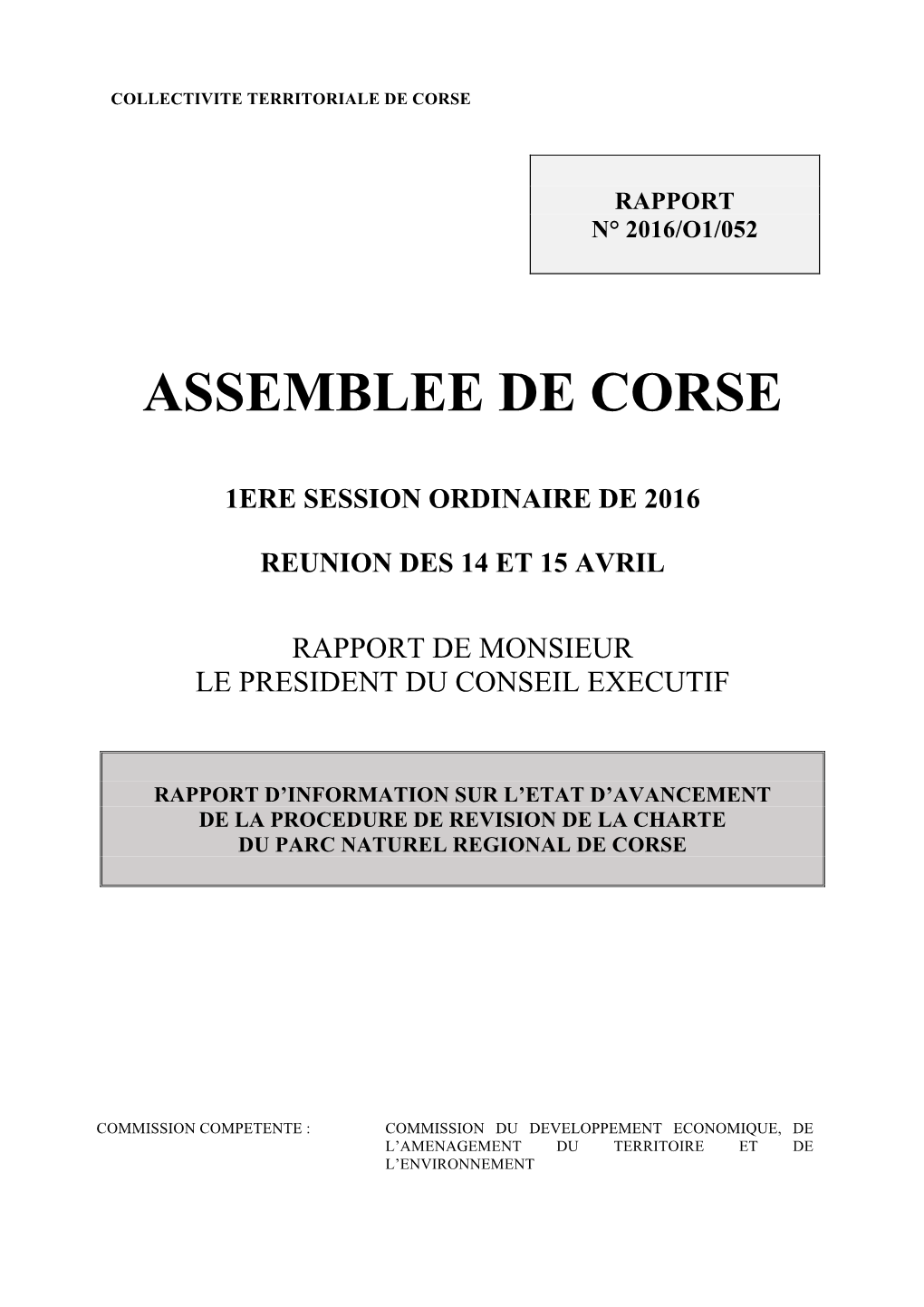 02$Rapport D'information Sur L'état D'avancement De La Procédure De