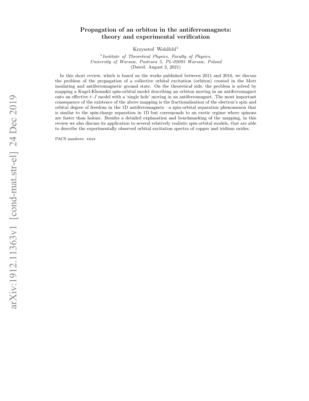 Propagation of an Orbiton in the Antiferromagnets: Theory and Experimental Verification