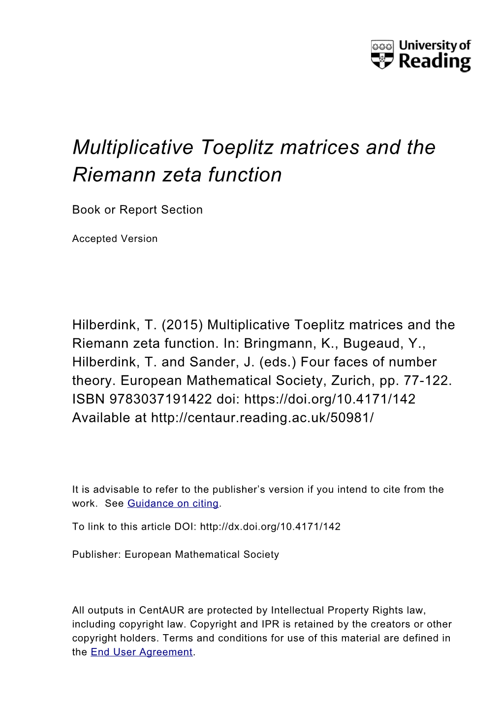 Multiplicative Toeplitz Matrices and the Riemann Zeta Function
