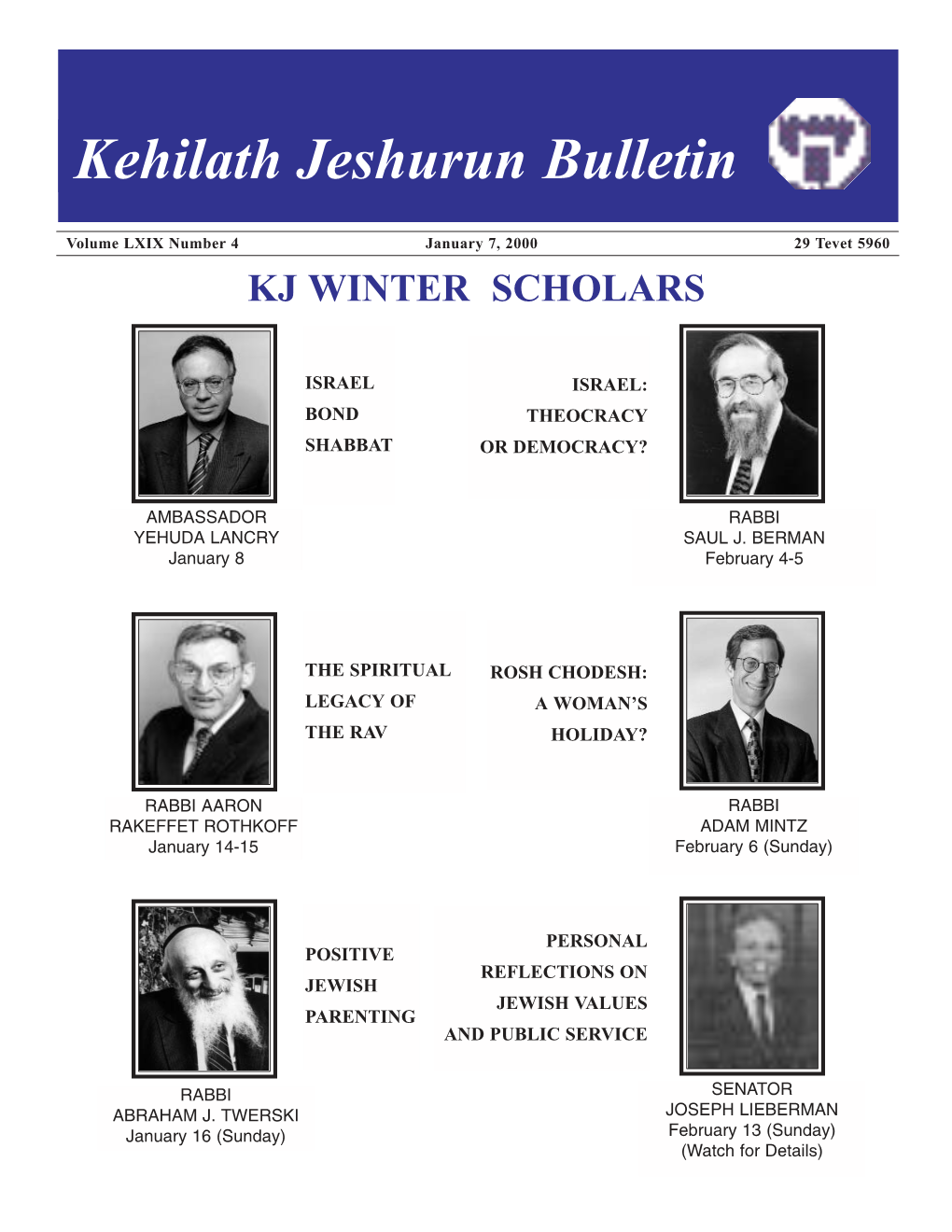 Kehilath Jeshurun Bulletin