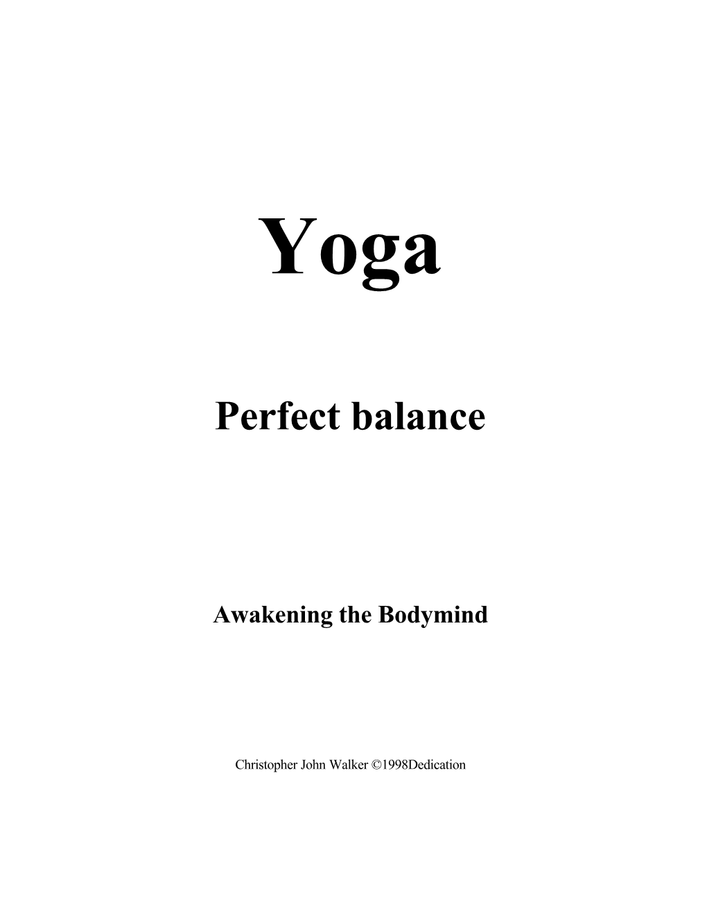 Yoga Perfect Balance Book