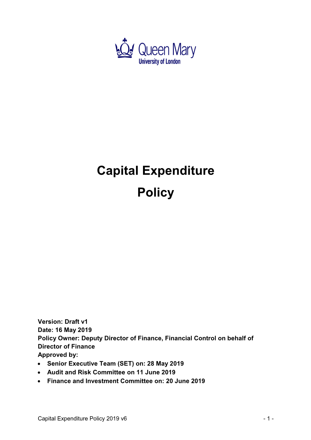 Capital Expenditure Policy