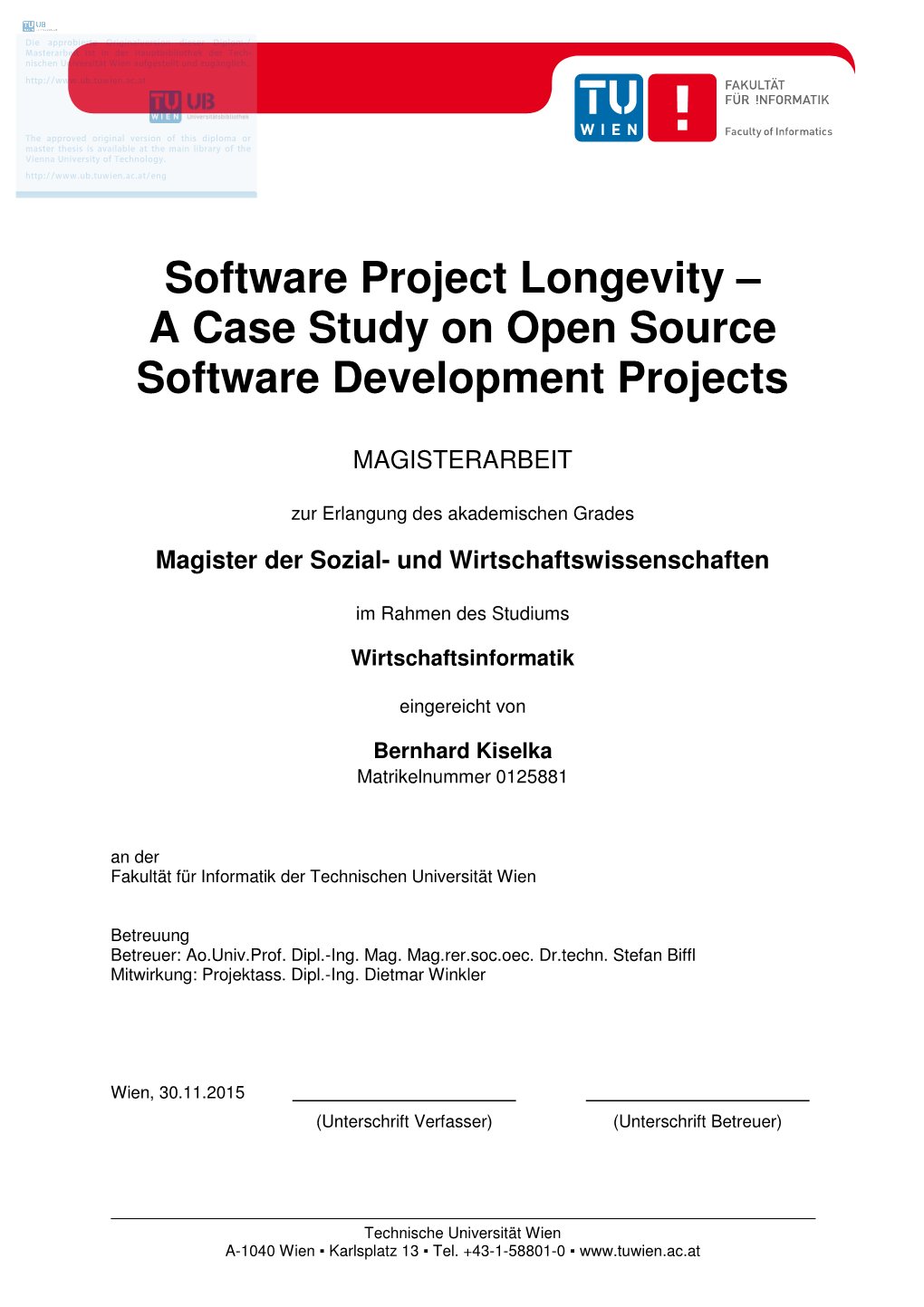 Software Project Longevity – a Case Study on Open Source Software Development Projects