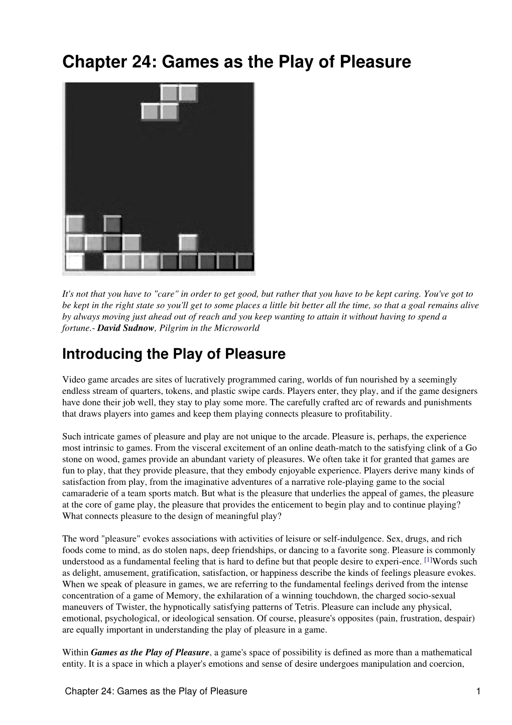 Chapter 24: Games As the Play of Pleasure