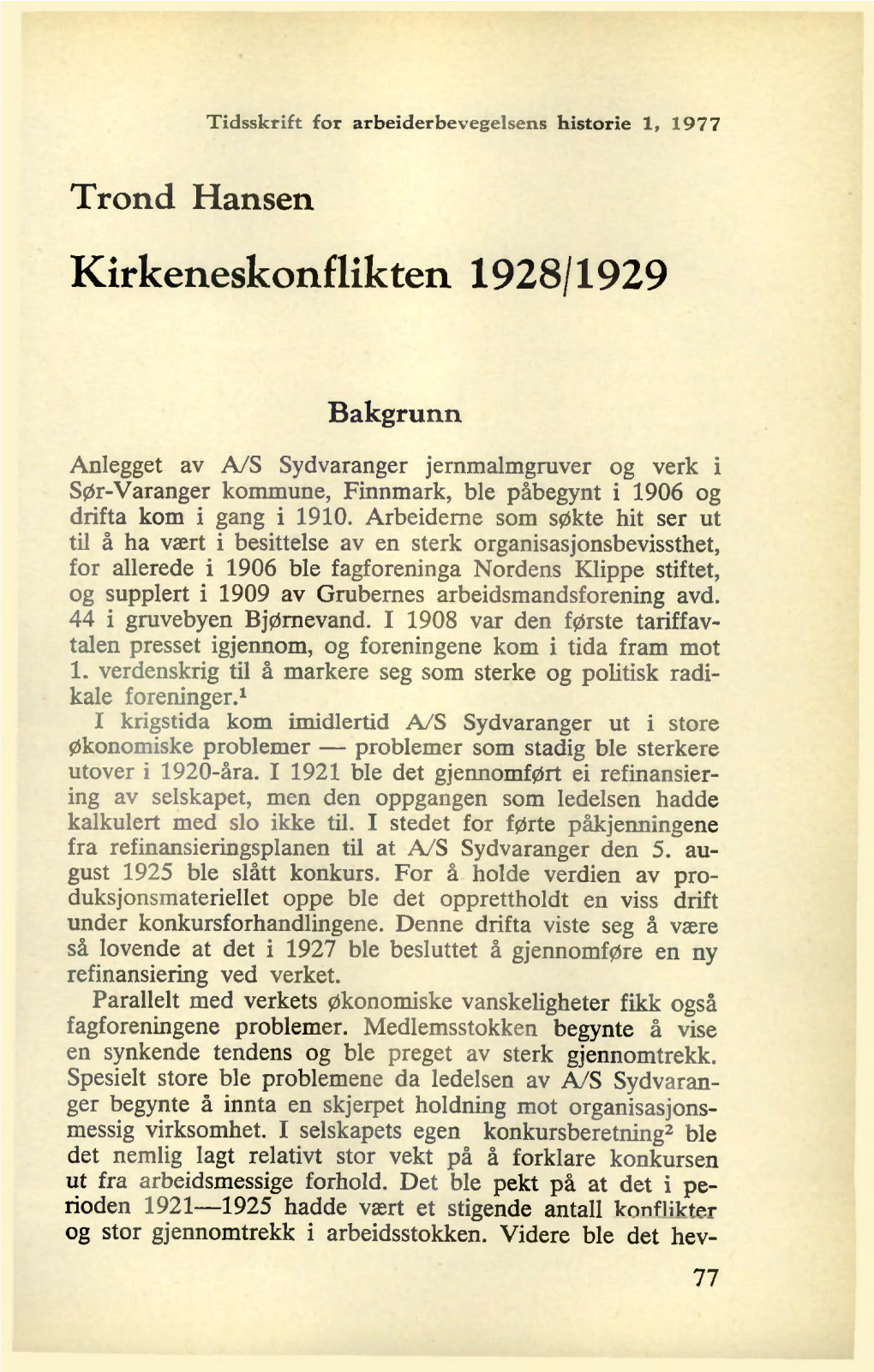 Kirkeneskonflikten 1928/1929