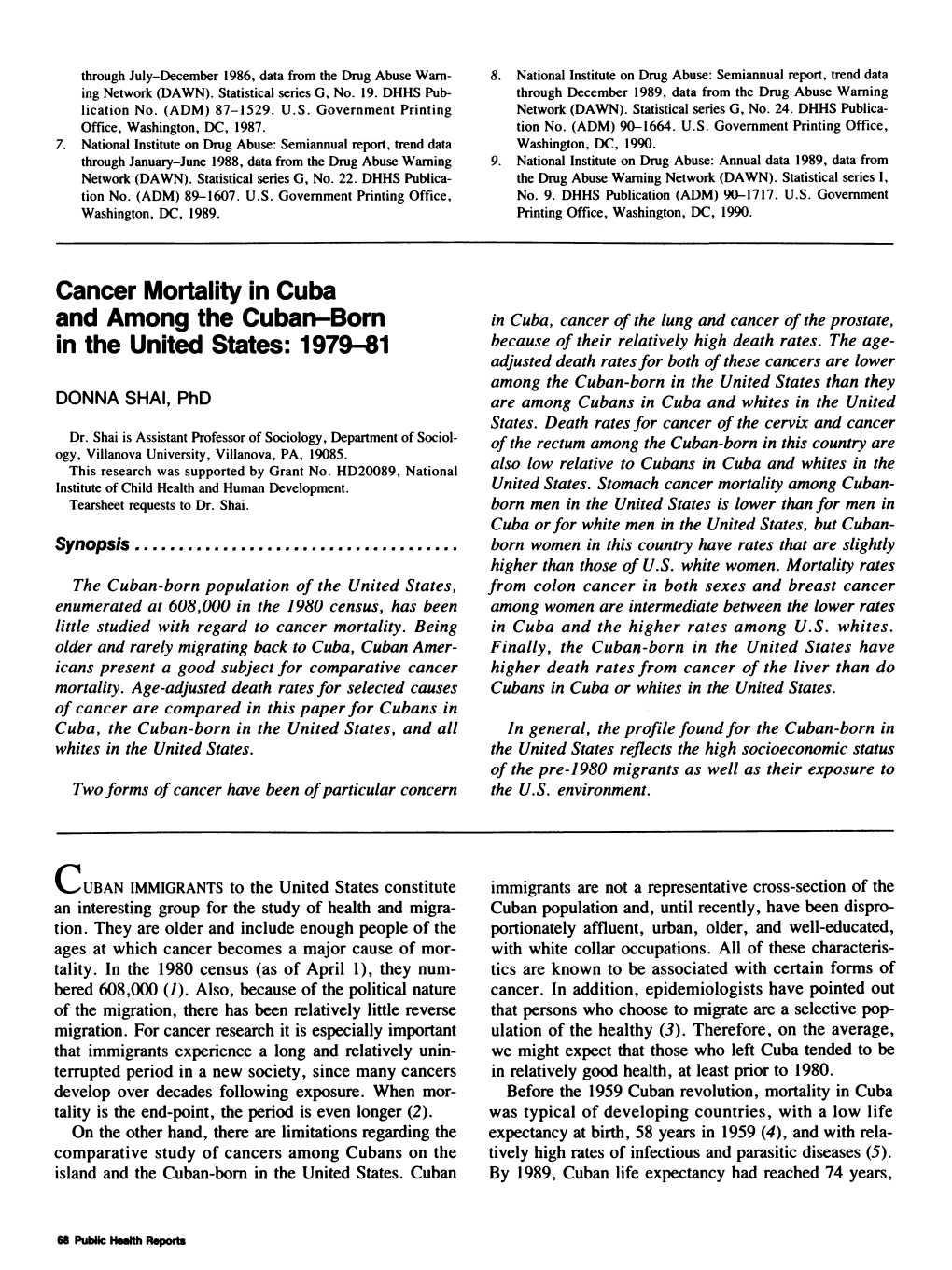 Cancer Mortality in Cuba