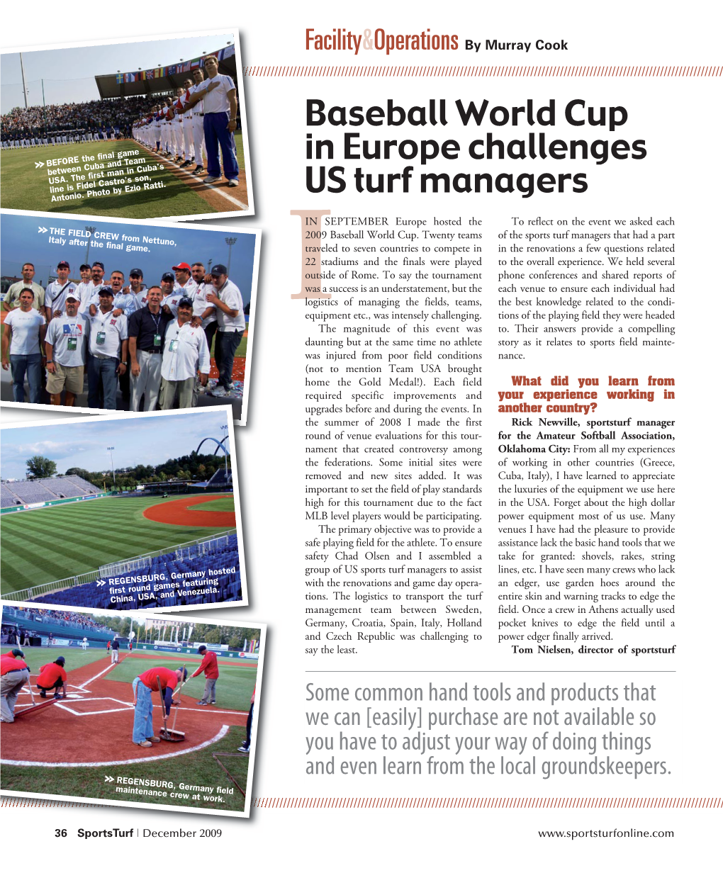 Baseball World Cup in Europe Challenges US Turf