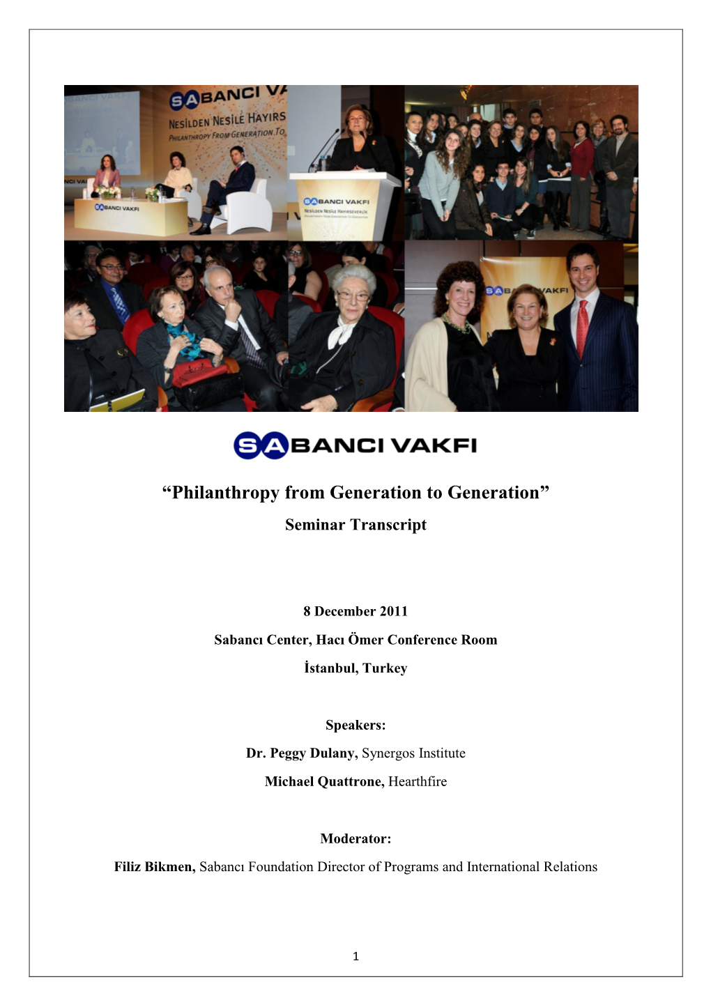 “Philanthropy from Generation to Generation” Seminar Transcript