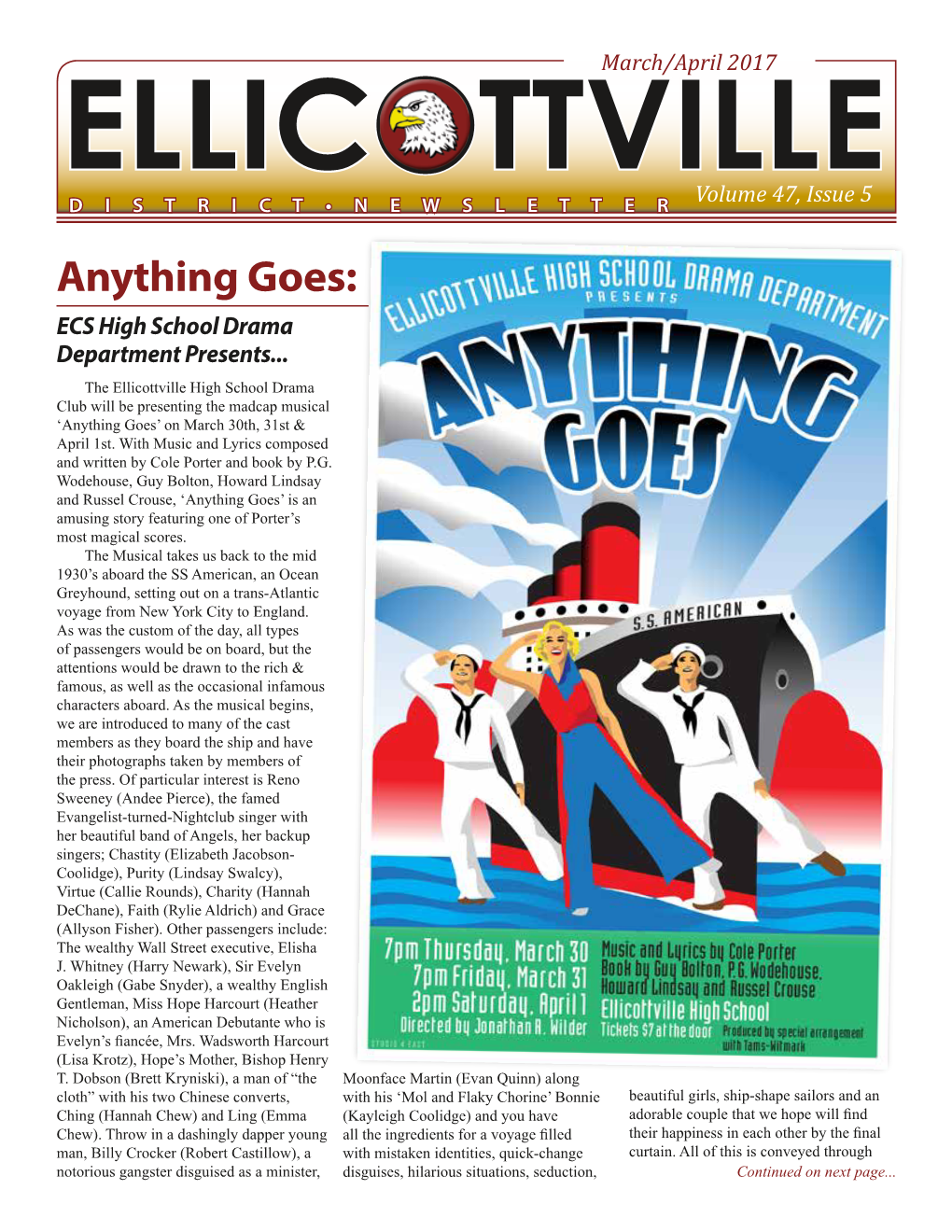 Anything Goes: ECS High School Drama Department Presents