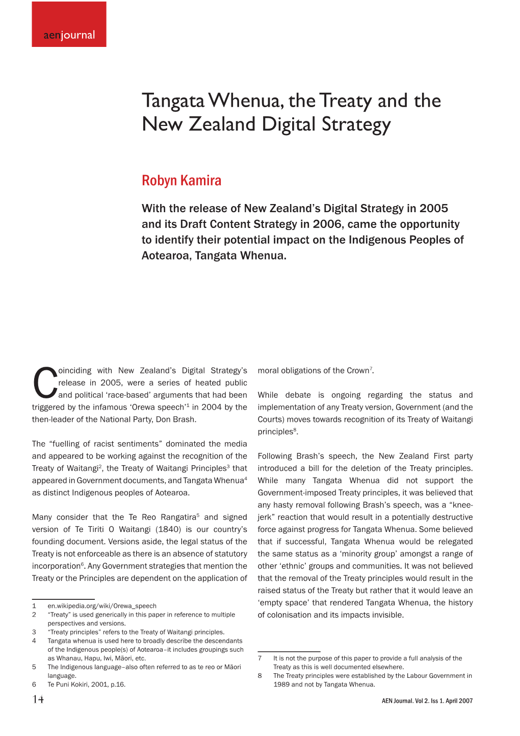 Tangata Whenua, the Treaty and the New Zealand Digital Strategy