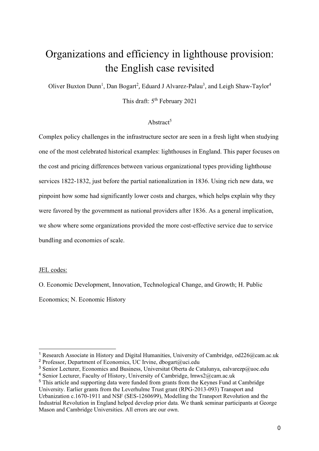 Organizations and Efficiency in Lighthouse Provision: the English Case Revisited