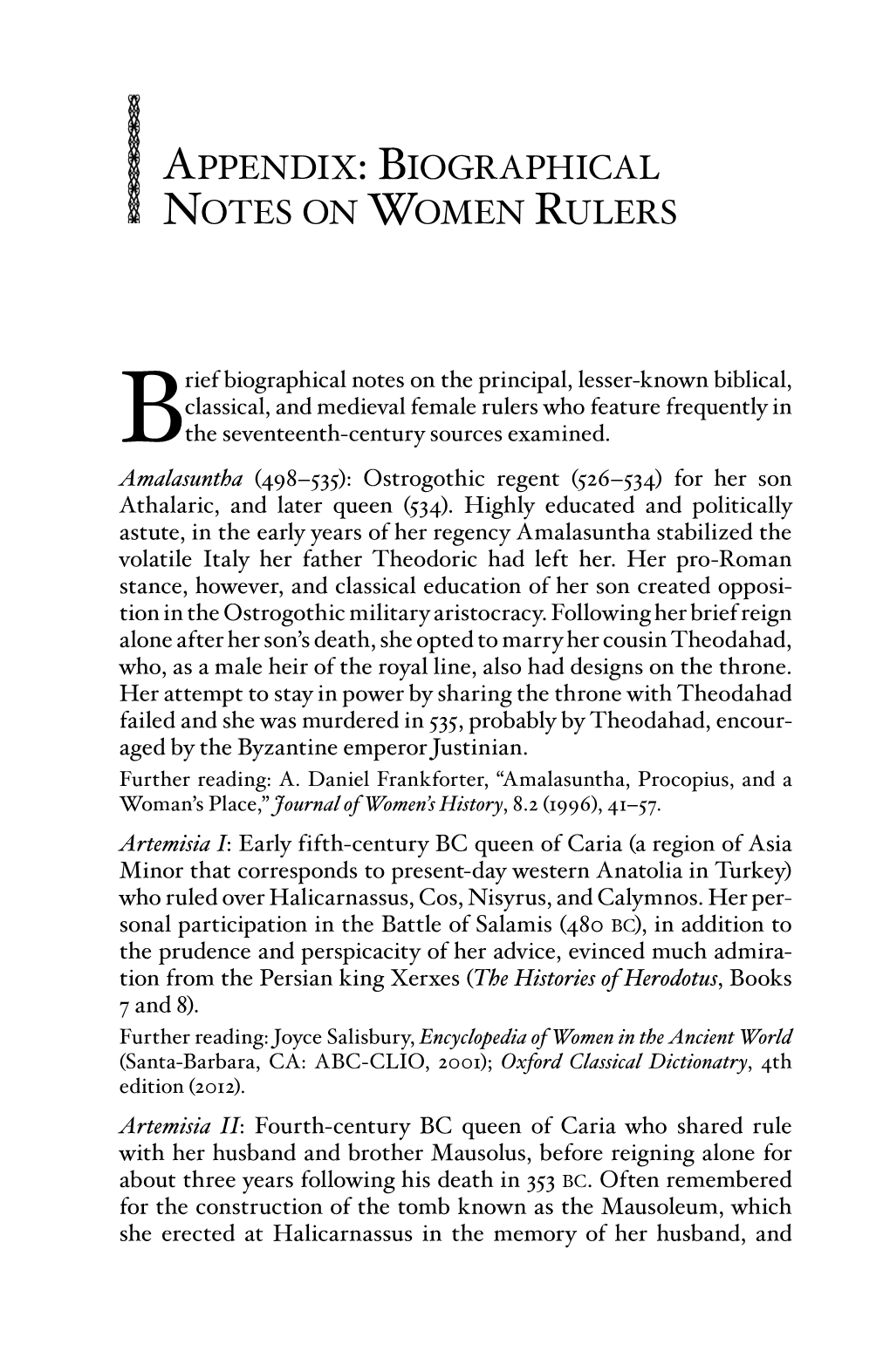 Appendix: Biographical Notes on Women Rulers