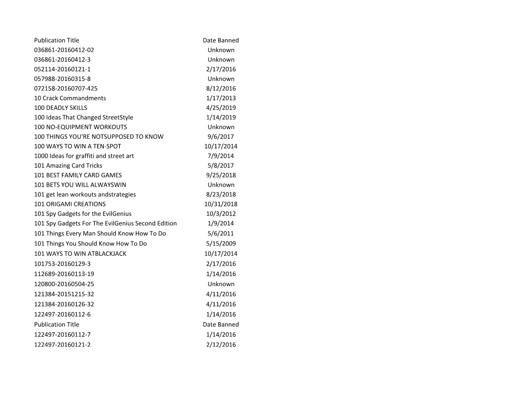 Banned Publications from Arizona Department of Corrections