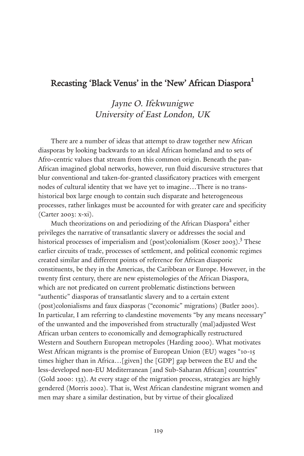 Recasting 'Black Venus' in the 'New' African Diaspora