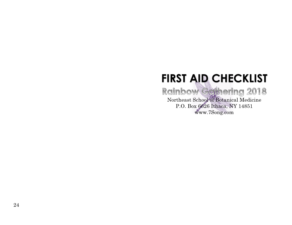 First Aid Checklist-Rainbow Gathering 2018
