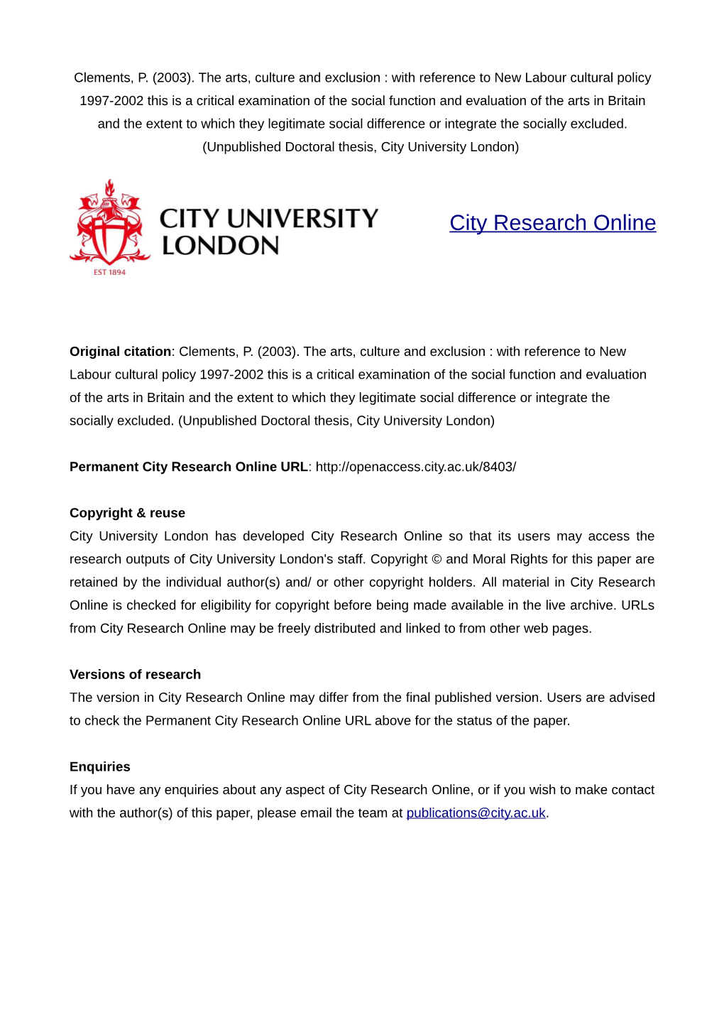 City Research Online