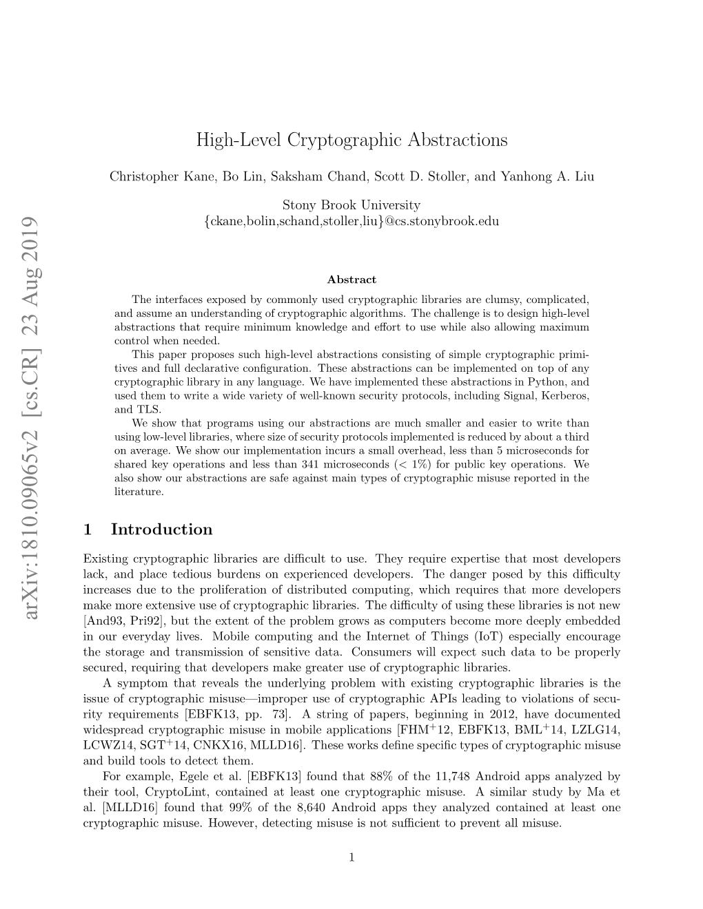 High-Level Cryptographic Abstractions